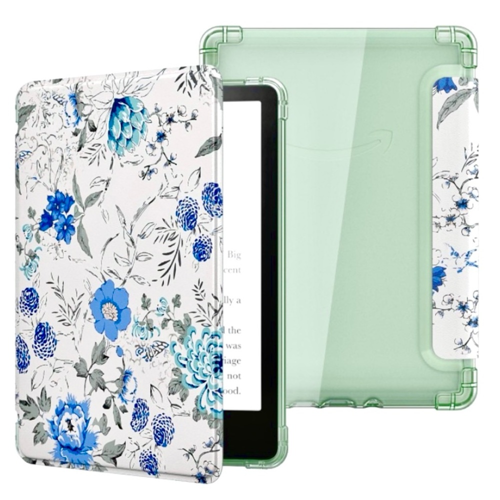 MoKo Case for Kindle White Blue Floral